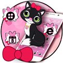 Pink Princess Black Kitty Theme APK