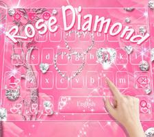 粉色玫瑰金鑽石鍵盤主題 玫瑰鑽石壁紙 截圖 2