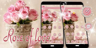 Pink Rose Flower Romantic Theme capture d'écran 3