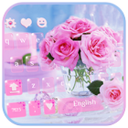 Roze roos toetsenbord thema-icoon