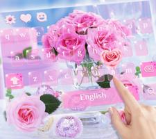 Roze roos toetsenbord thema-poster