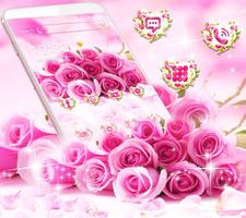 Pink Rose Romantic Love Theme Affiche
