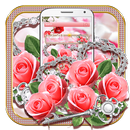 Pink Roses Romantic Diamond Theme APK