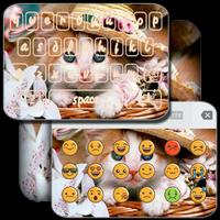 Pink Kawaii Kitty Emoji Keyboard Poster
