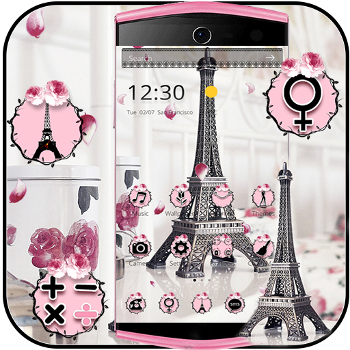 エッフェル塔のテーマピンクブラック Eiffel Tower Pink Black