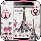 Eiffel Tower Theme Pink Black ikon