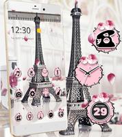 برنامه‌نما Eiffel Tower Theme Pink Black عکس از صفحه