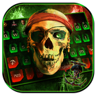 Pirate crane clavier theme vert Feu crâne icône