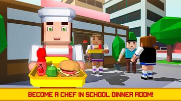 School Lunch Food Cooking Chef Affiche