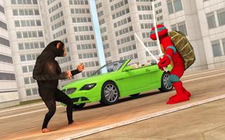 Superhero Ninja Shadow Turtle vs Monster Apes City Affiche
