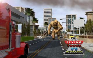 Futuristic Flying Truck vs Ugly Monsters Battle 3D Affiche