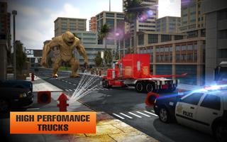 Futuristic Flying Truck vs Ugly Monsters Battle 3D capture d'écran 1