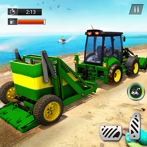 Sand Tractor Beach Cleaner : Free Driving Games