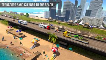 Sand Tractor Beach Cleaner : Free Driving Games capture d'écran 1
