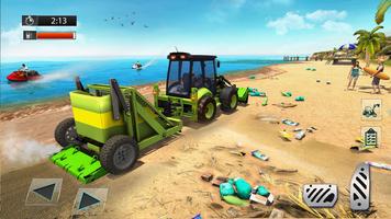 Sand Tractor Beach Cleaner : Free Driving Games capture d'écran 3