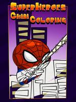 Super Heroes Chibi Coloring Affiche