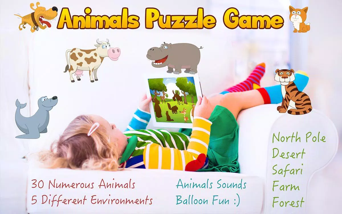 Puzzle de animais para Crianças 🦁🐰🐬🐮🐶🐵 - Baixar APK para