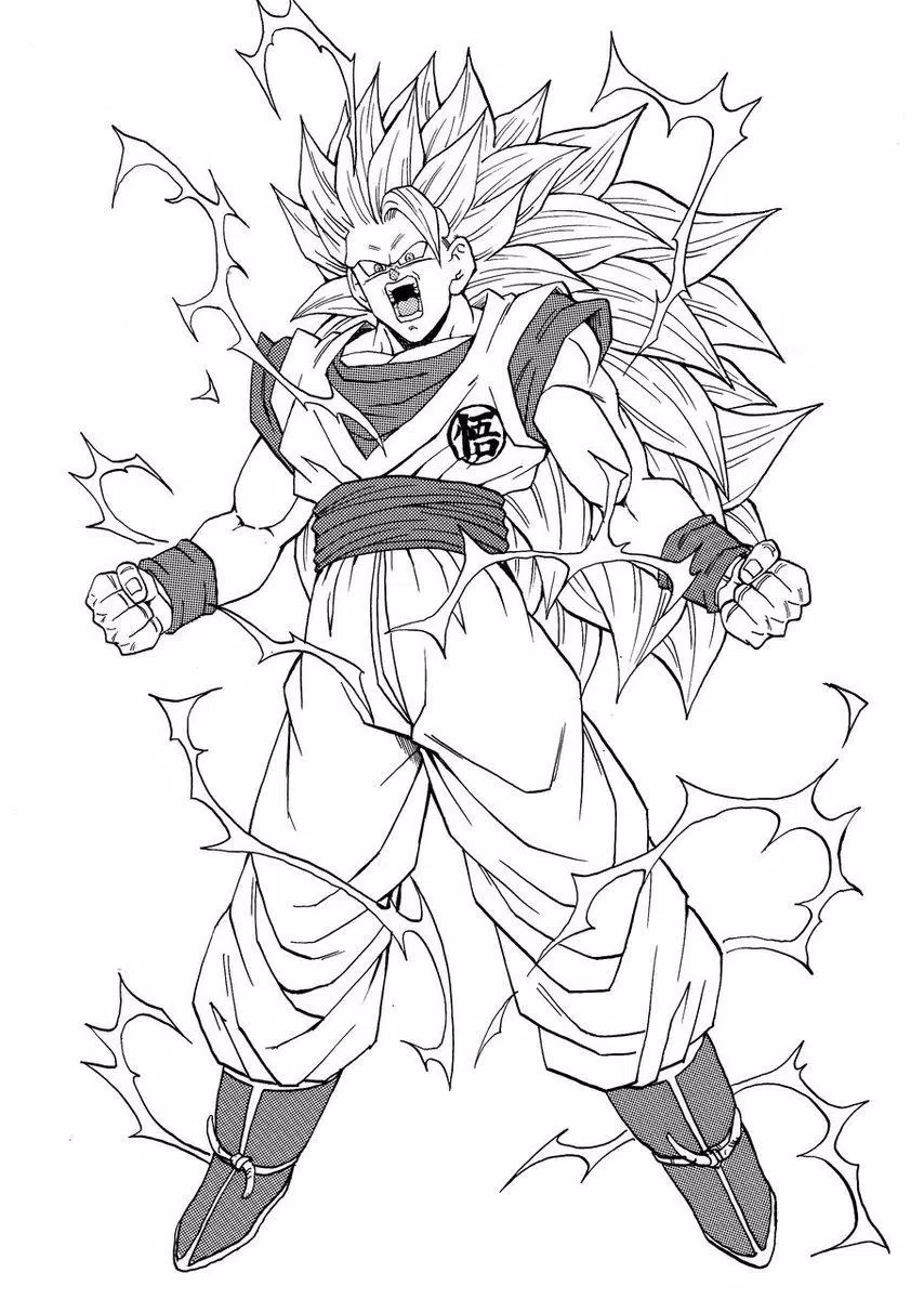 SonGoku Super Saiyajin - 2 - Dragon Ball Kids Coloring Pages