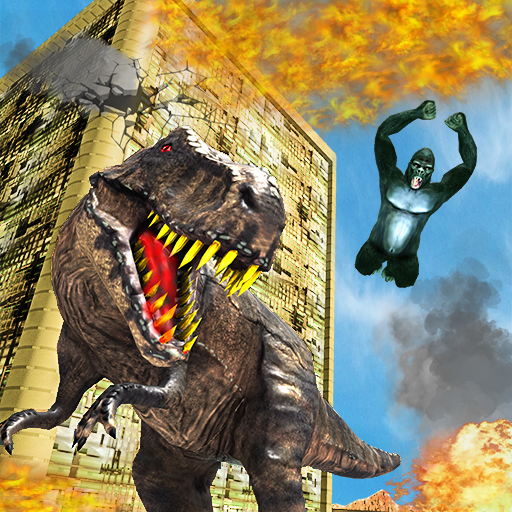 Dino Rampage Attack: City T-Rex VS Angry Gorilla.