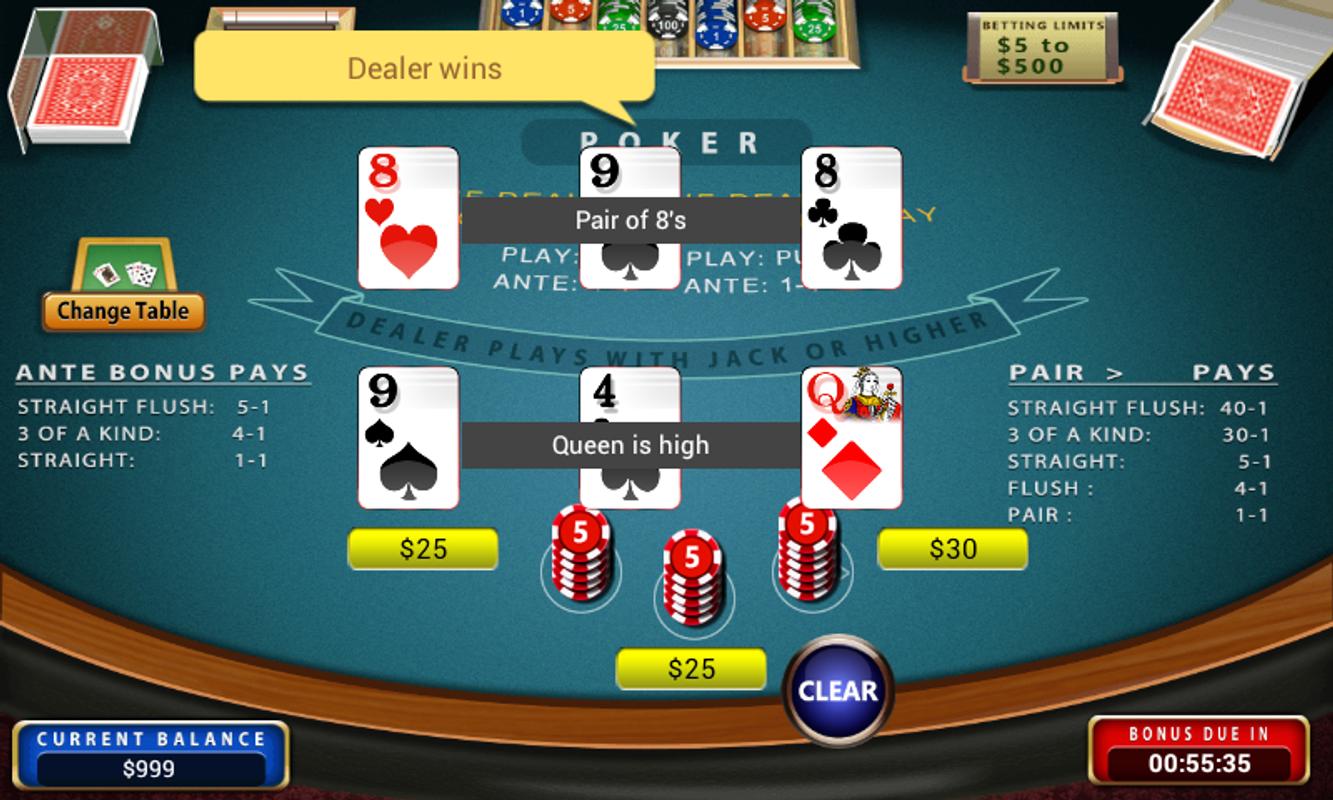 3 card poker pay table 3 card poker pay table