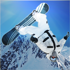 Steep mountain surfers alpine icon
