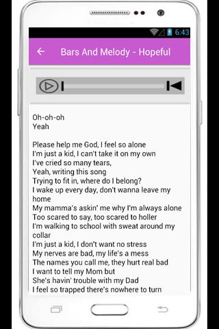 Bars And Melody Lyrics Hopeful For Android Apk Download