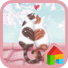 lovely girl cat couple icon