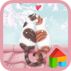 lovely girl cat couple icône