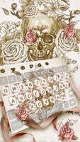 Rose Skull Keyboard Theme Affiche