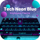 Tech Neon Blue Keyboard Theme simgesi