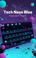 Tech Neon Blue Keyboard Theme 截圖 1