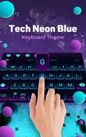 Tech Neon Blue Keyboard Theme Ekran Görüntüsü 2