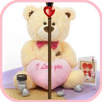 Cute Teddy Zipper Screen Lock Affiche