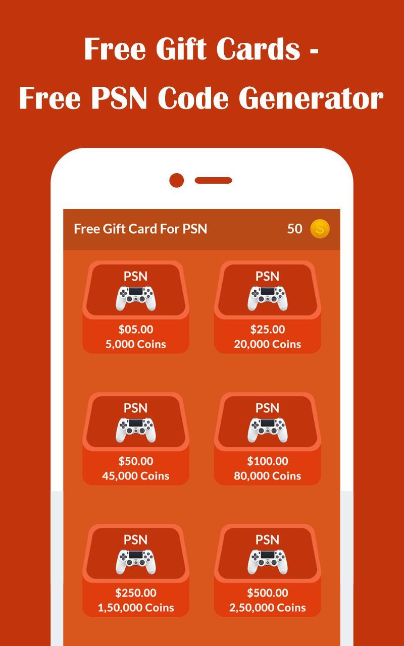 Free Gift Cards Free Psn Code Generator For Android Apk Download