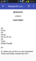 Despacito Lyrics(Luis Fonsi) captura de pantalla 1