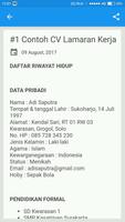 Contoh CV (Daftar Riwayat Hidup) capture d'écran 1