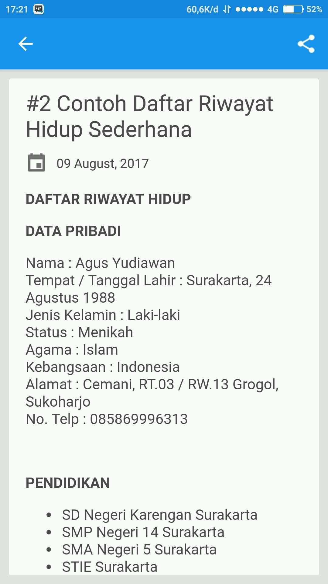 Contoh Cv Daftar Riwayat Hidup For Android Apk Download