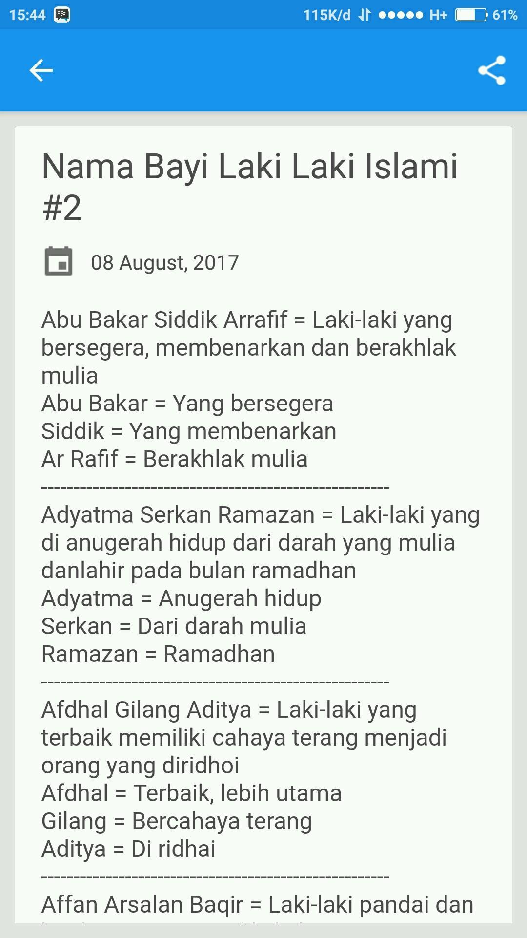 Nama Anak Laki Laki Terbaik  Menurut  Islam 