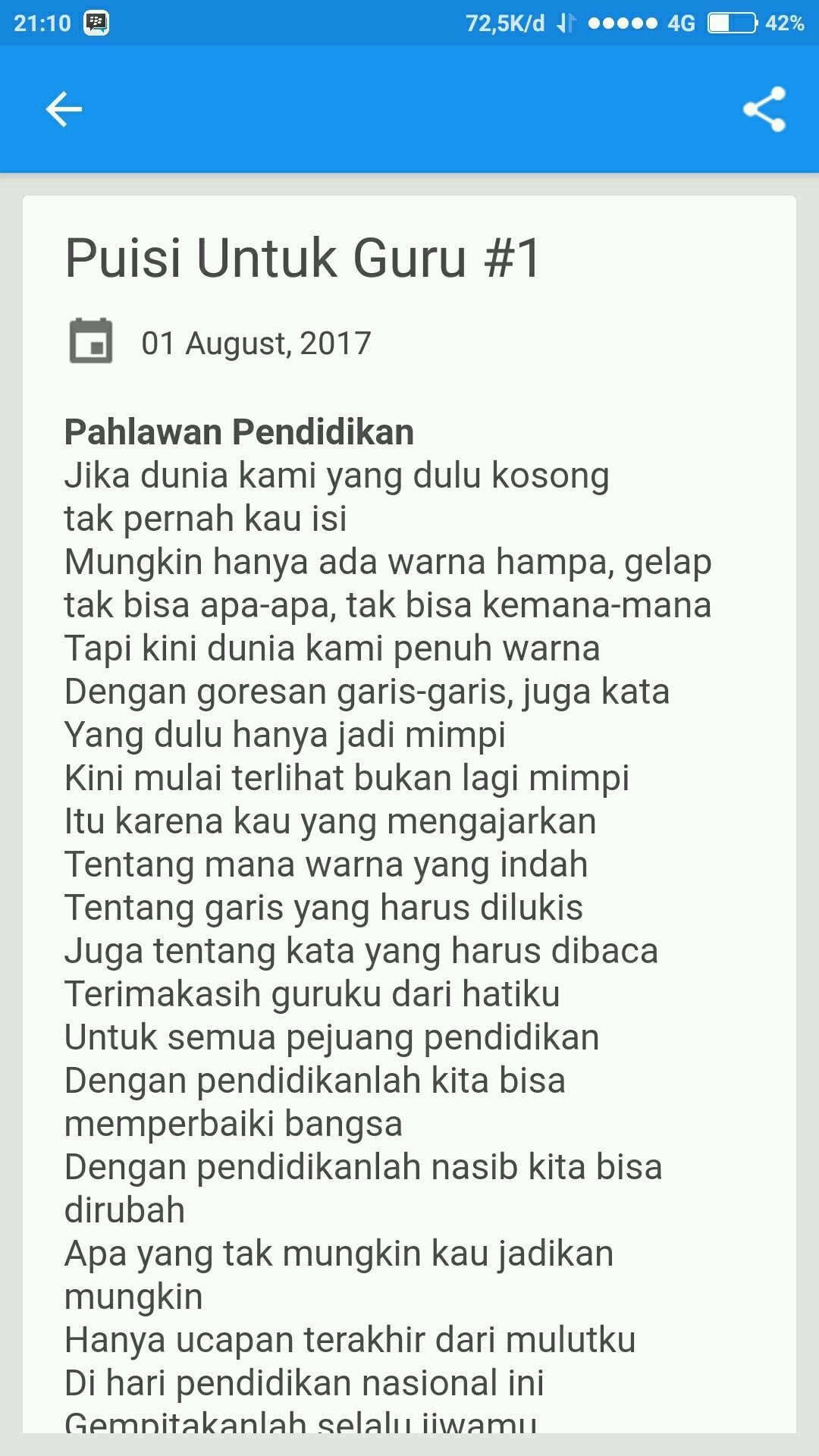 Puisi Tentang Terima Kasih Kepada Guru - Pantun Cinta