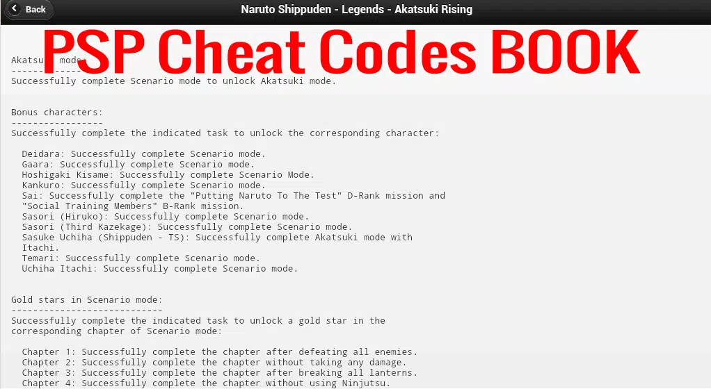 Descarga de APK de PSP Cheats Codes Book para Android