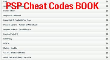 PSP Cheats Codes Book स्क्रीनशॉट 1