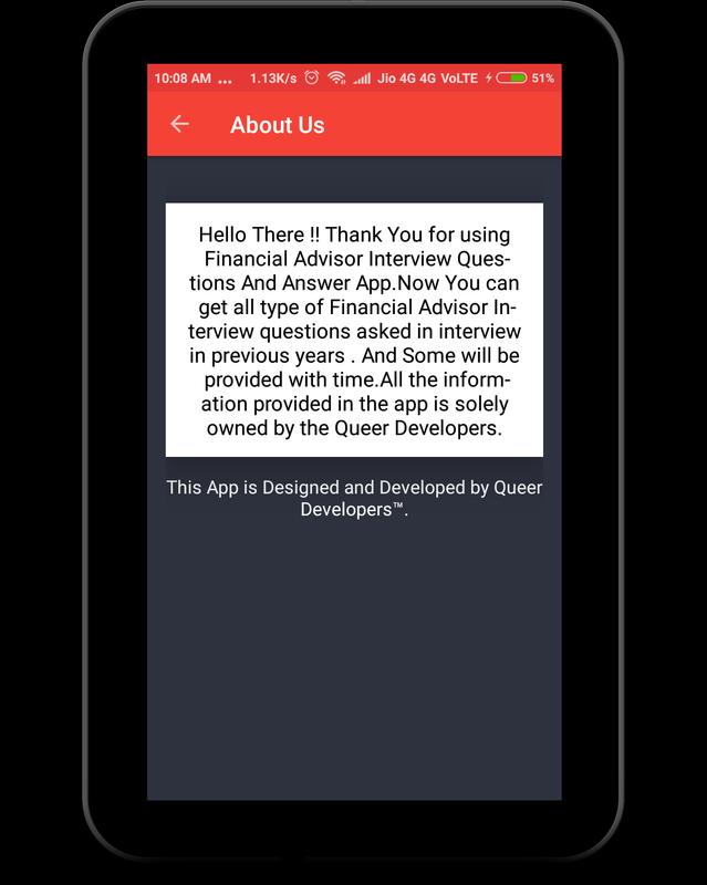 financial advisor interview question apk