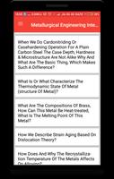 برنامه‌نما Metallurgical Engineering Interview Question عکس از صفحه