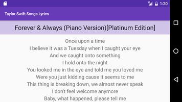 Taylor Swift Lyrics All Songs اسکرین شاٹ 3