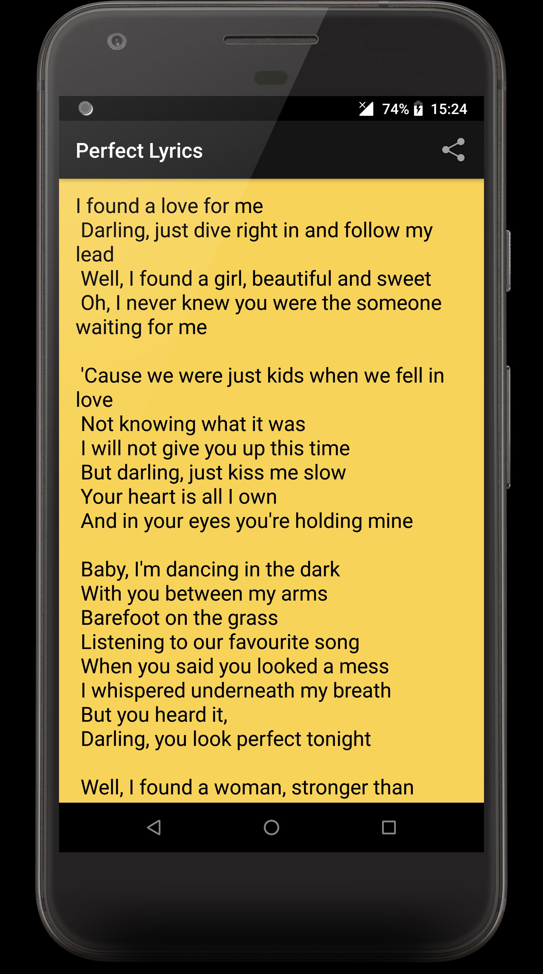 Ed Sheeran Perfect Lyrics 2018 For Android Apk Download
