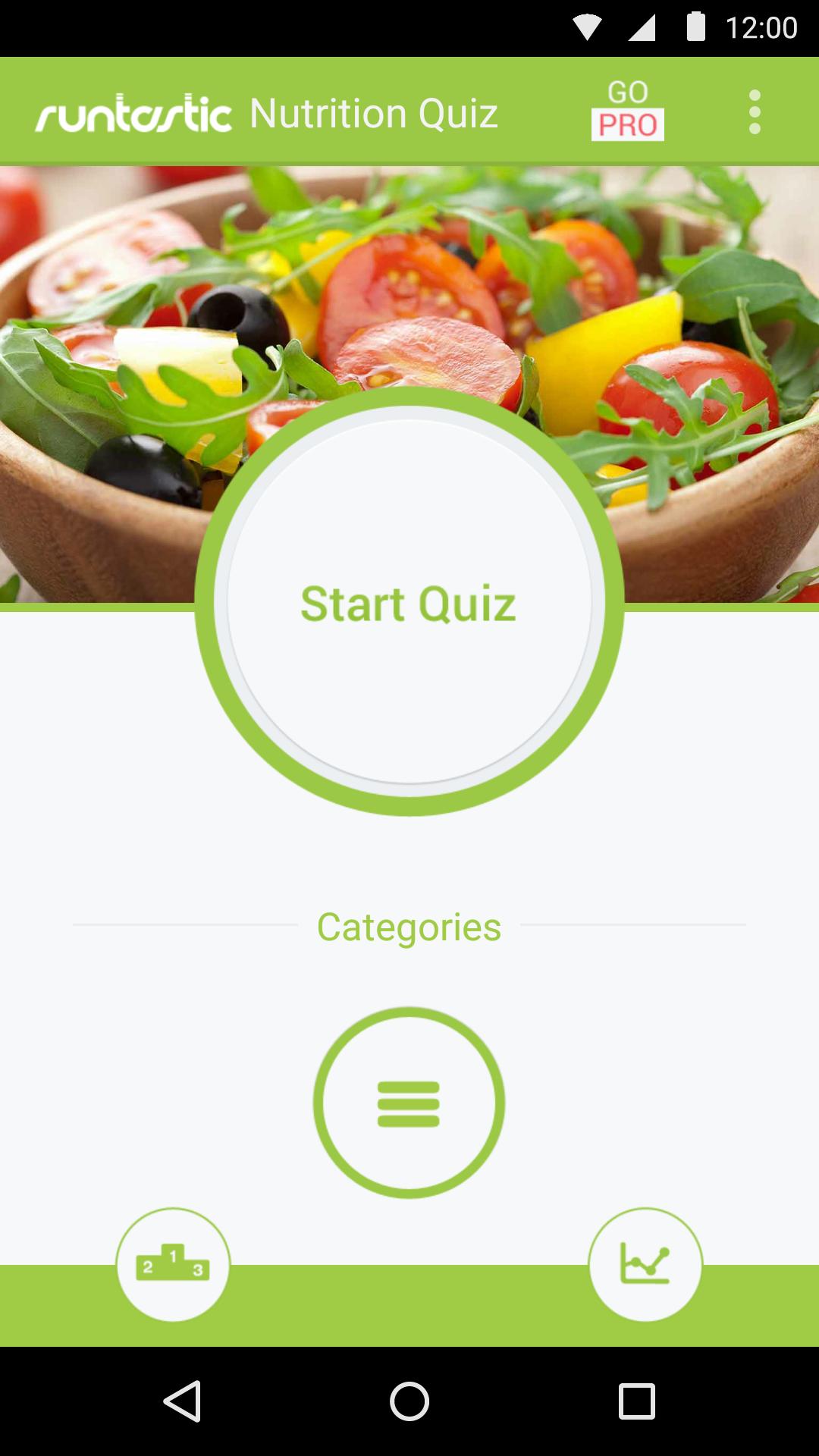 Quiz start. Nutrition Quiz app. Start Quiz.