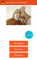 Learn German A2 like polyglot, training quiz poster
