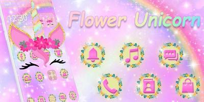 Rainbow Flower Unicorn Theme capture d'écran 3