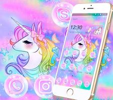 Rainbow Shiny Unicorn Theme Affiche