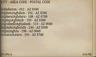 AZERBAIJAN AREA & POSTAL CODE Screenshot 2